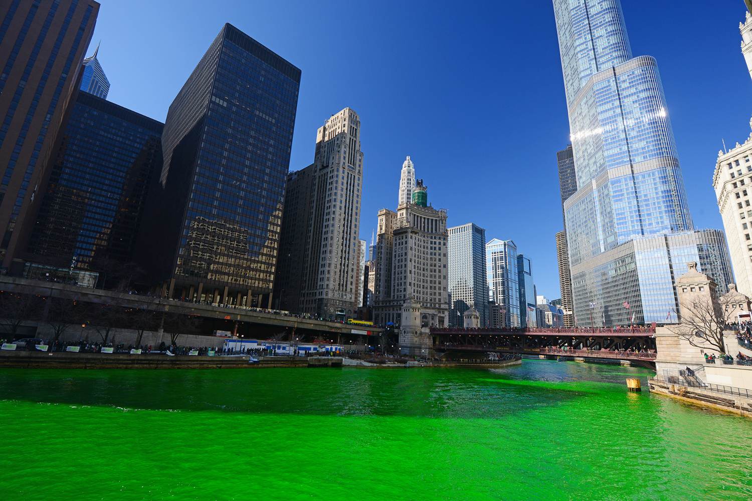 Chicago River on St Patrick's Day