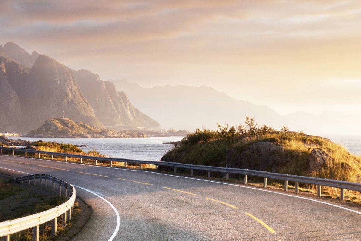 Sunset-lit road