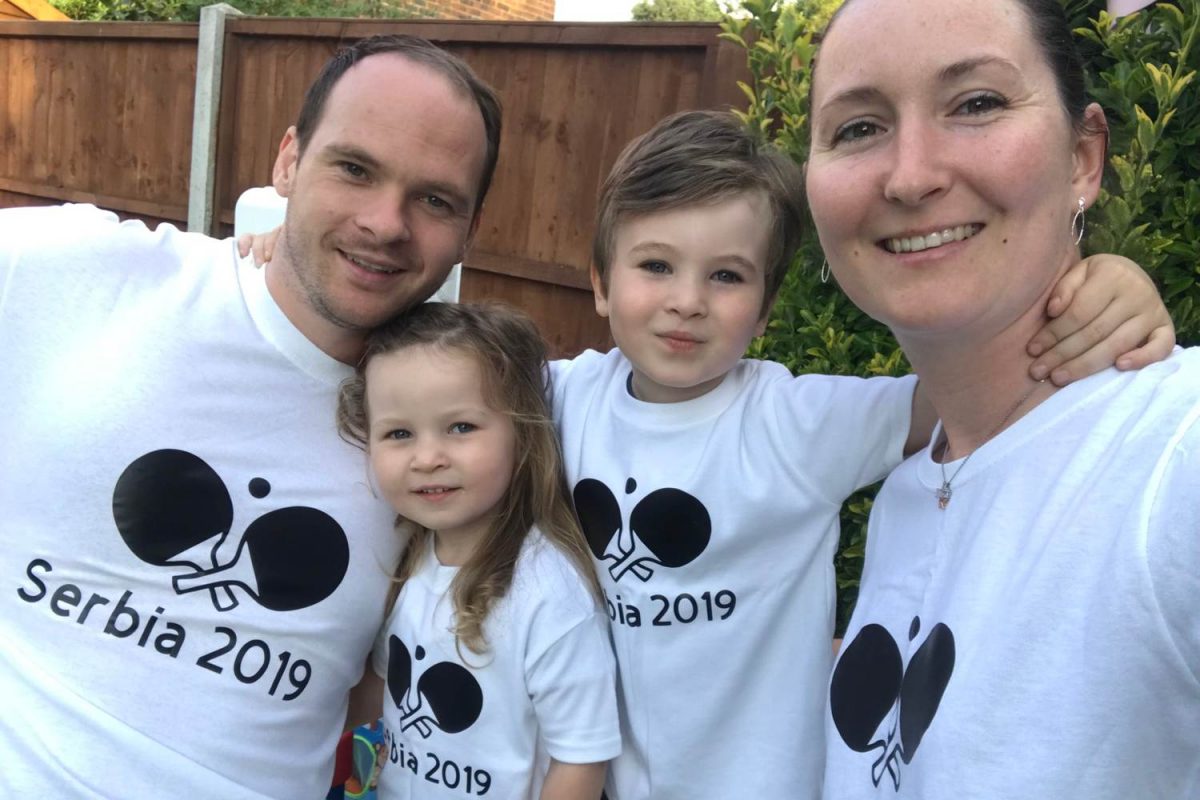 Paul with family wearing Serbia Open tshirts